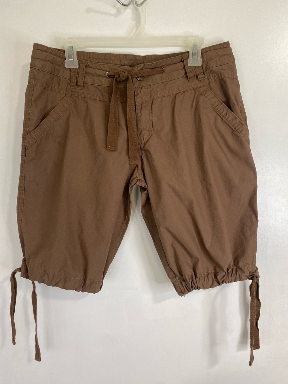 Ocean Pacific OP Juniors Size 13 Brown Y2K Bermuda Shorts Low Rise Lace Up